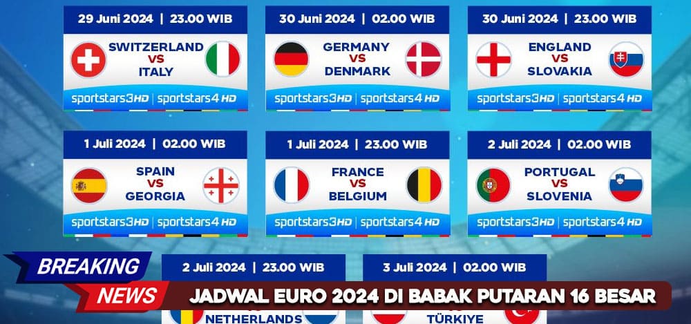 Jadwal Euro 2024 Di 16 Besar